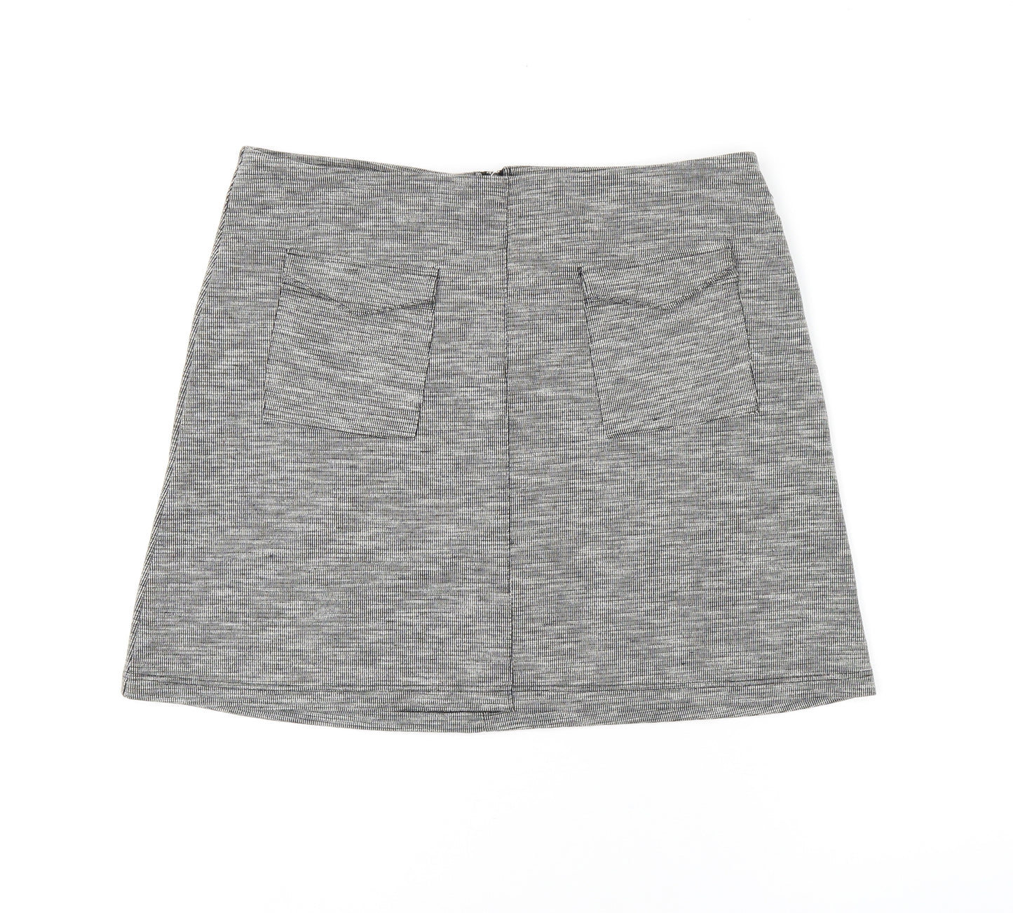 Miss Selfridge Womens Grey Polyester A-Line Skirt Size 14 Zip