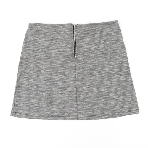 Miss Selfridge Womens Grey Polyester A-Line Skirt Size 14 Zip