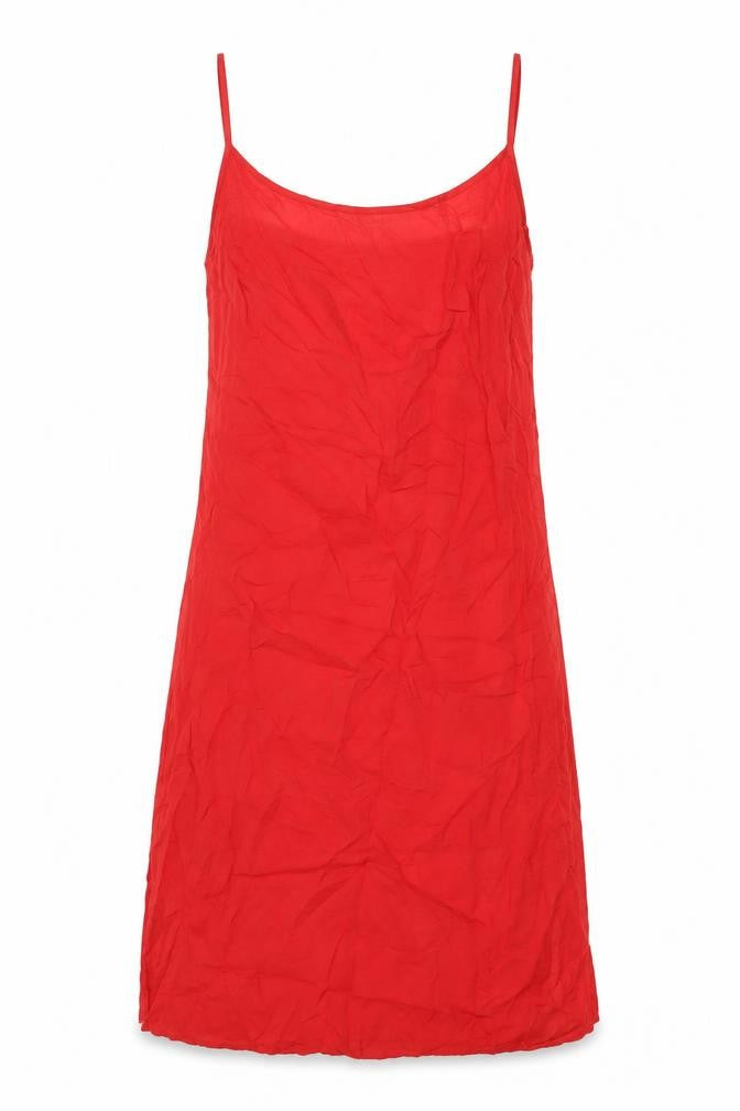 Marks and Spencer Womens Red Cotton Tank Dress Size 10 Scoop Neck Pullover - Split Hem
