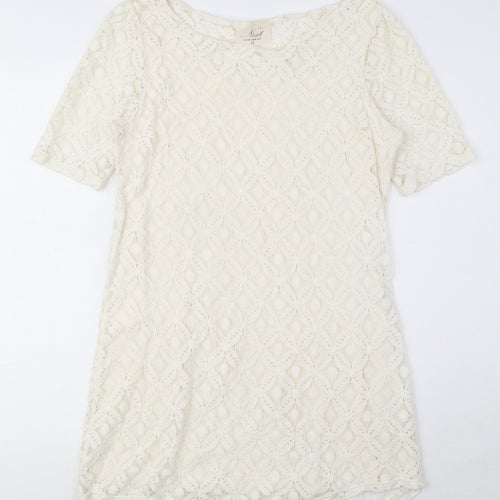 NEXT Womens Ivory Cotton Mini Size 10 Round Neck Pullover
