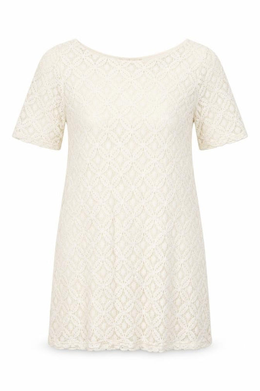 Front view of Next women’s ivory cotton mini, size UK 10, round neck pullover