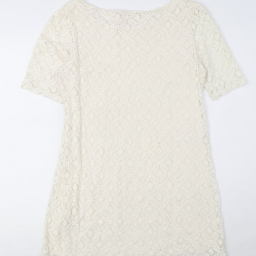 NEXT Womens Ivory Cotton Mini Size 10 Round Neck Pullover