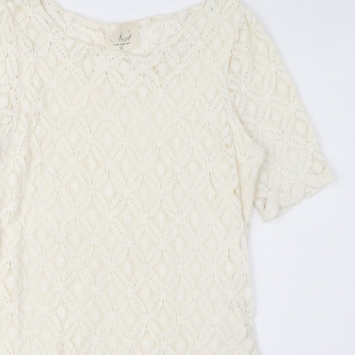NEXT Womens Ivory Cotton Mini Size 10 Round Neck Pullover