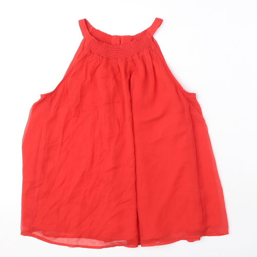 Marks and Spencer Womens Red Polyester Basic Blouse Size 10 Round Neck