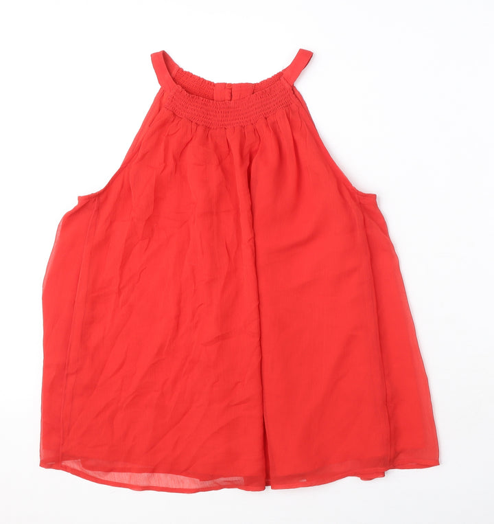 Marks and Spencer Womens Red Polyester Basic Blouse Size 10 Round Neck