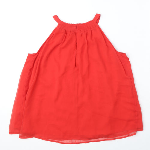 Marks and Spencer Womens Red Polyester Basic Blouse Size 10 Round Neck
