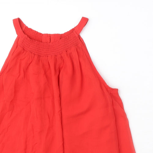 Marks and Spencer Womens Red Polyester Basic Blouse Size 10 Round Neck