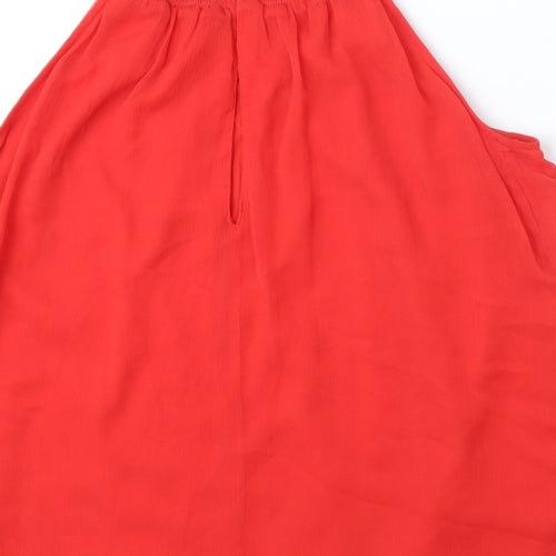 Marks and Spencer Womens Red Polyester Basic Blouse Size 10 Round Neck