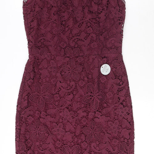 Chi Chi Womens Purple Polyester Pencil Dress Size 10 Mock Neck Zip