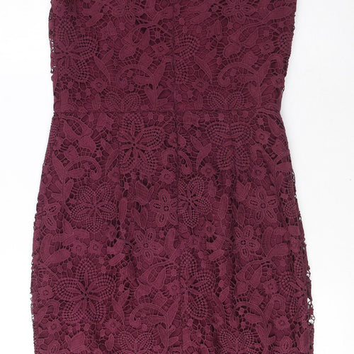Chi Chi Womens Purple Polyester Pencil Dress Size 10 Mock Neck Zip