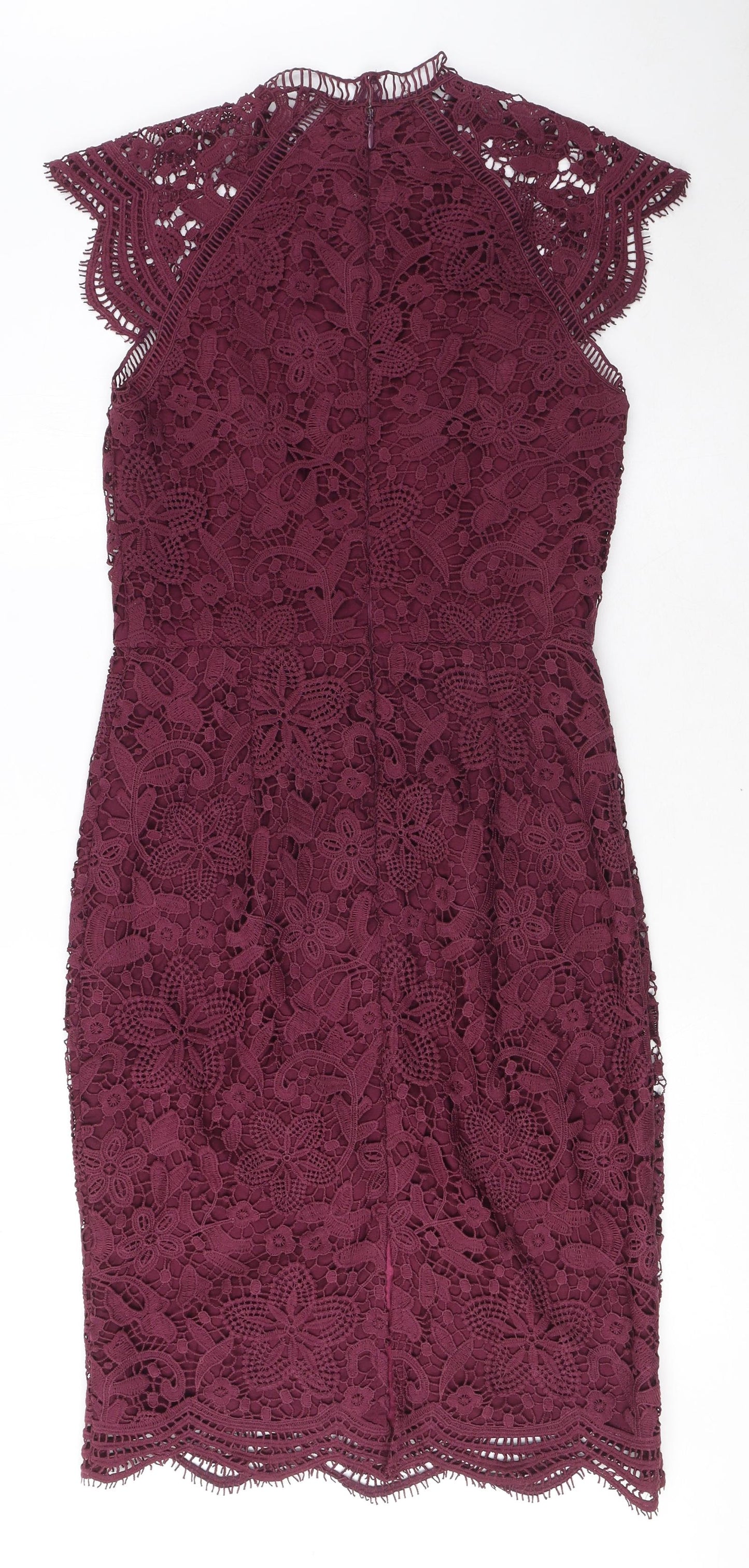 Chi Chi Womens Purple Polyester Pencil Dress Size 10 Mock Neck Zip