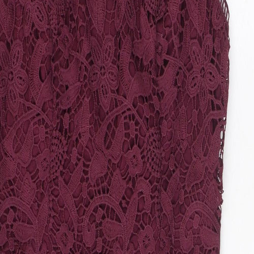Chi Chi Womens Purple Polyester Pencil Dress Size 10 Mock Neck Zip