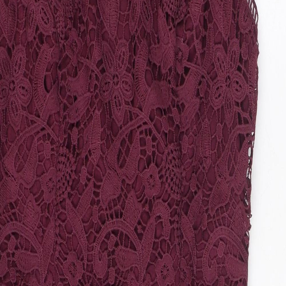 Chi Chi Womens Purple Polyester Pencil Dress Size 10 Mock Neck Zip