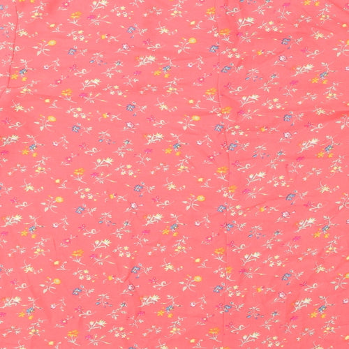 Gap Womens Pink Floral Polyester Basic Blouse Size S Round Neck - Ruffle Sleeves