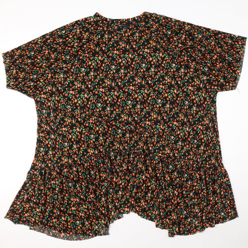 ASOS Womens Black Floral Polyester T-Shirt Dress Size 10 Round Neck Pullover - Textured