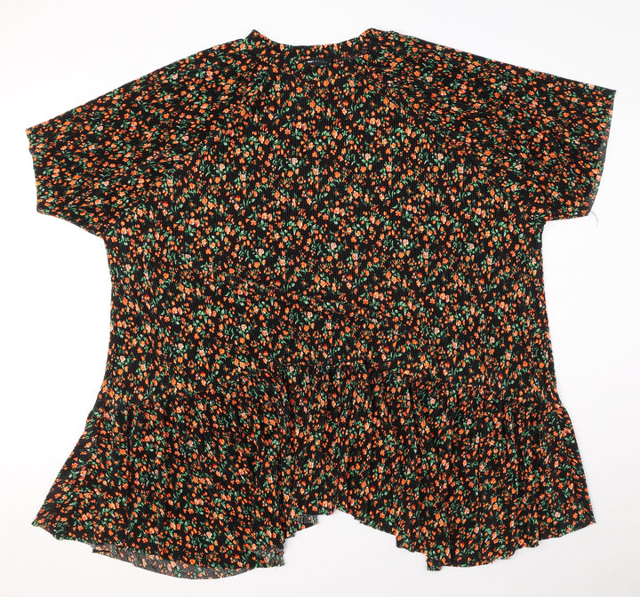 ASOS Womens Black Floral Polyester T-Shirt Dress Size 10 Round Neck Pullover - Textured