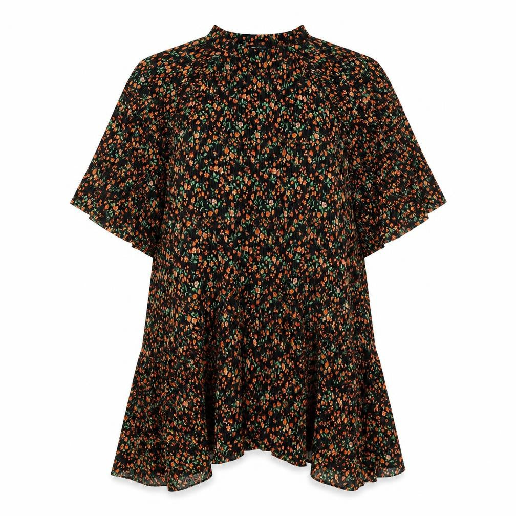 ASOS Womens Black Floral Polyester T-Shirt Dress Size 10 Round Neck Pullover - Textured