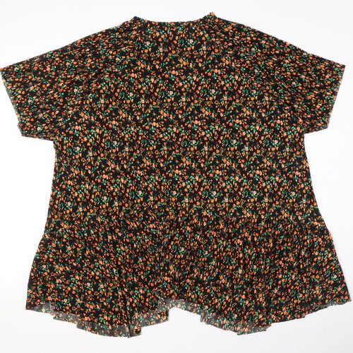 ASOS Womens Black Floral Polyester T-Shirt Dress Size 10 Round Neck Pullover - Textured