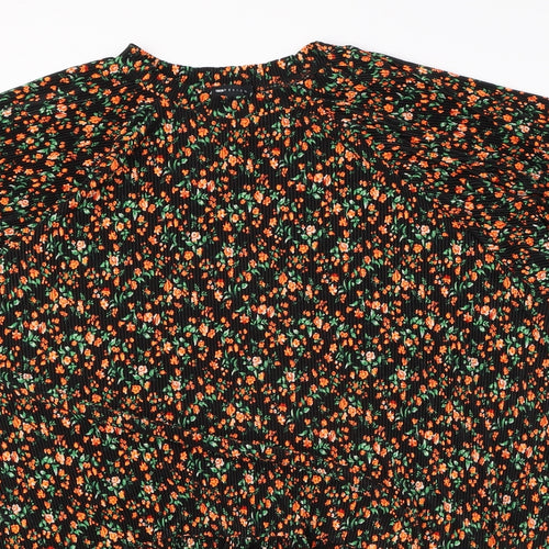 ASOS Womens Black Floral Polyester T-Shirt Dress Size 10 Round Neck Pullover - Textured