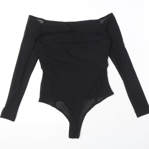 ASOS Womens Black Polyester Bodysuit One-Piece Size 10 Snap - Cut Out Detail
