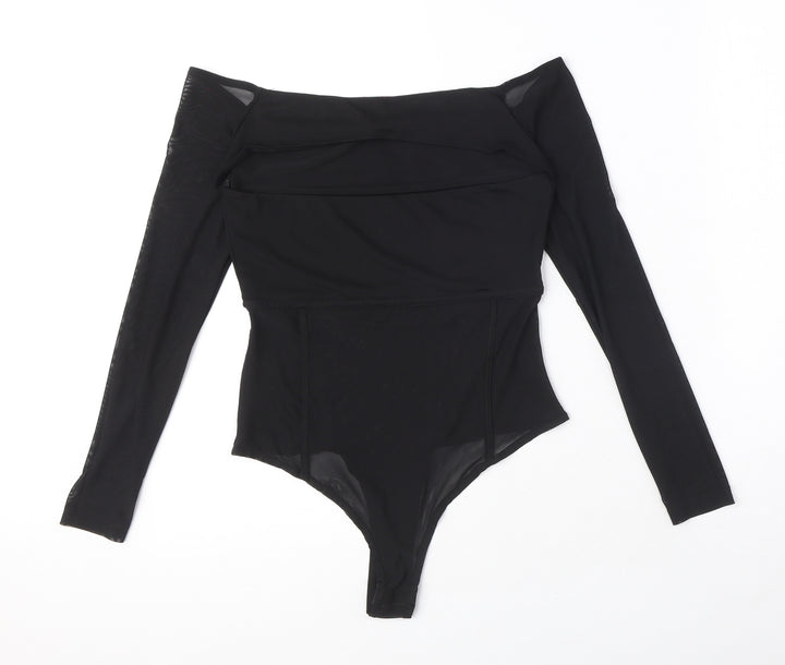 ASOS Womens Black Polyester Bodysuit One-Piece Size 10 Snap - Cut Out Detail