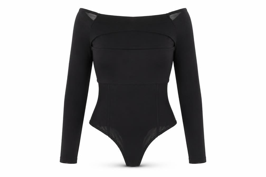 ASOS Womens Black Polyester Bodysuit One-Piece Size 10 Snap - Cut Out Detail