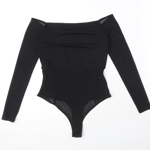 ASOS Womens Black Polyester Bodysuit One-Piece Size 10 Snap - Cut Out Detail