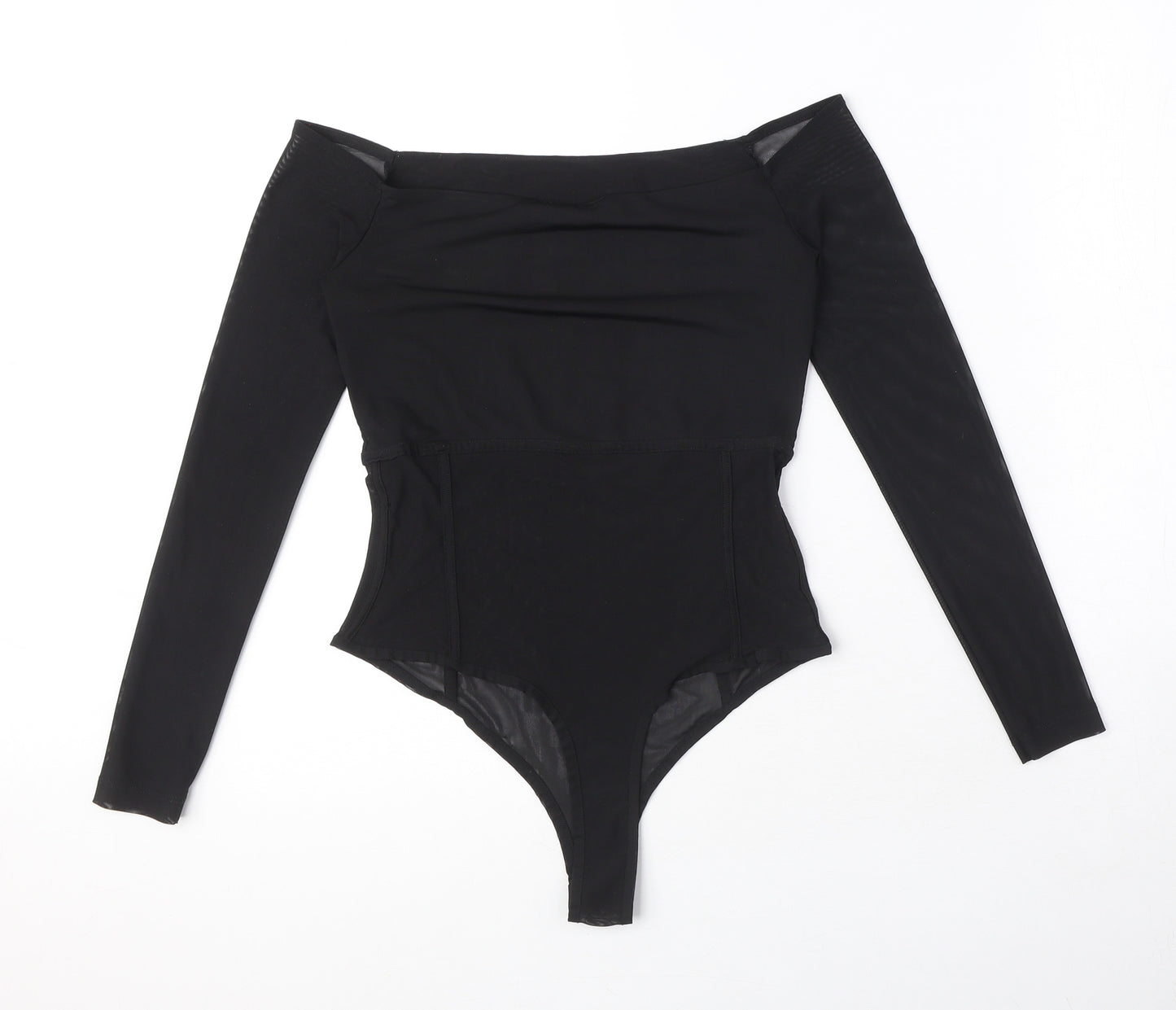 ASOS Womens Black Polyester Bodysuit One-Piece Size 10 Snap - Cut Out Detail