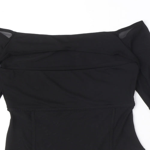 ASOS Womens Black Polyester Bodysuit One-Piece Size 10 Snap - Cut Out Detail