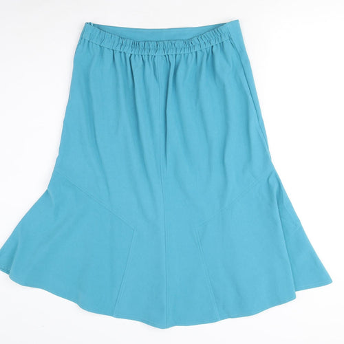 Damart Womens Blue Polyester Flare Skirt Size 14 - Elastic Waist