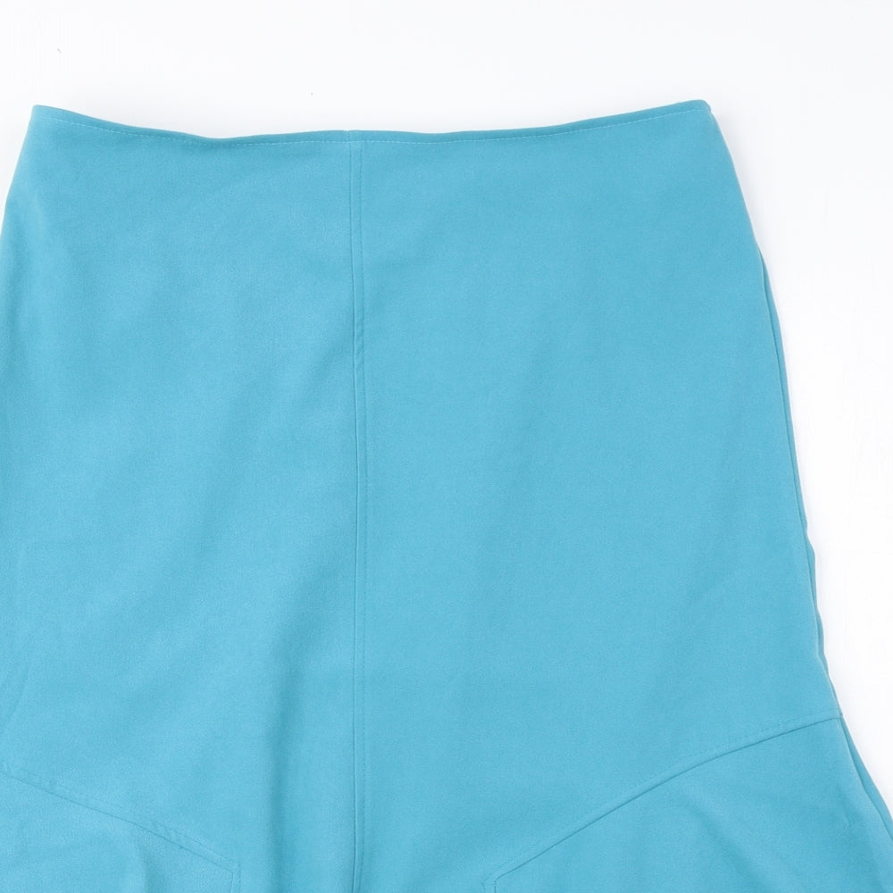 Damart Womens Blue Polyester Flare Skirt Size 14 - Elastic Waist