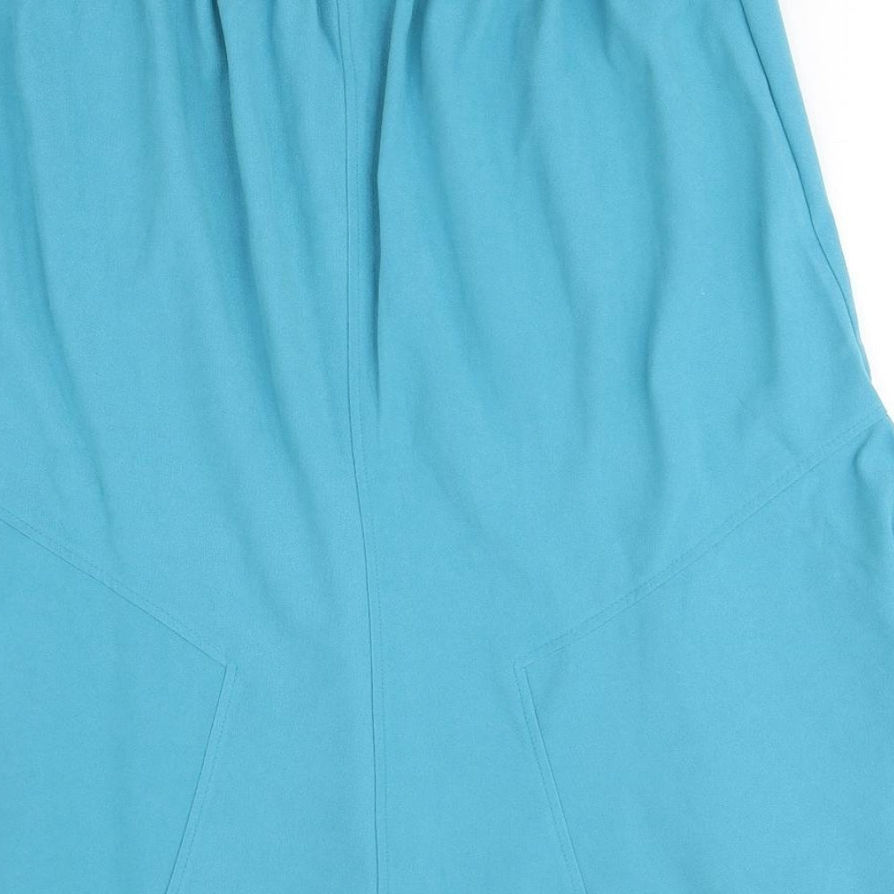 Damart Womens Blue Polyester Flare Skirt Size 14 - Elastic Waist