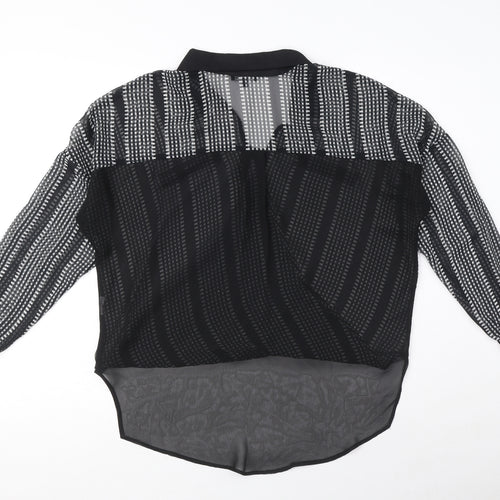 Warehouse Womens Black Geometric Polyester Wrap Blouse Size 8 V-Neck