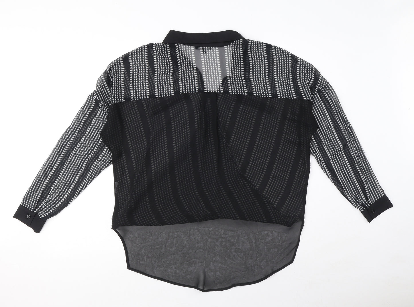Warehouse Womens Black Geometric Polyester Wrap Blouse Size 8 V-Neck