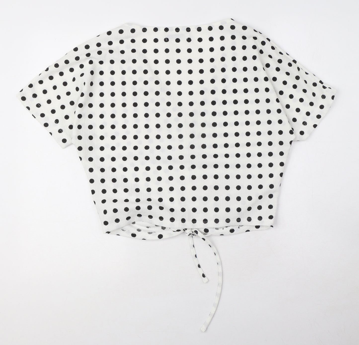 Zara Womens White Polka Dot Polyester Basic Blouse Size S V-Neck