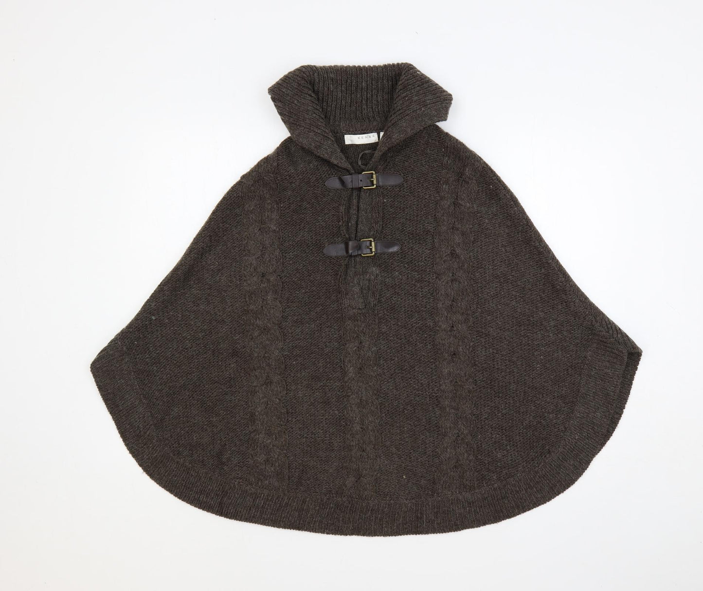 Kenar Womens Brown Overcoat Poncho One Size Buckle