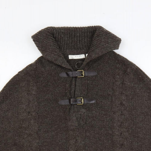 Kenar Womens Brown Overcoat Poncho One Size Buckle