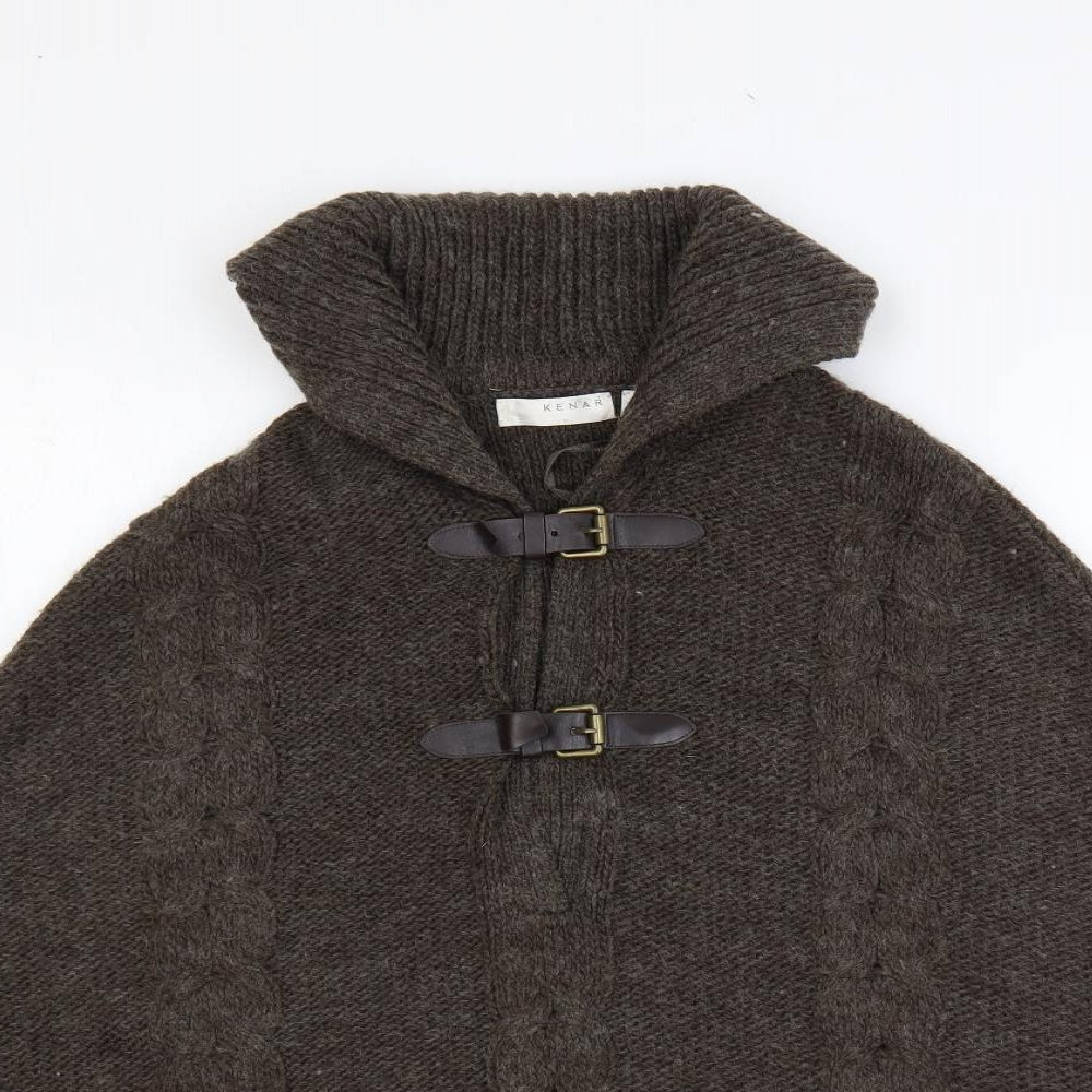 Kenar Womens Brown Overcoat Poncho One Size Buckle
