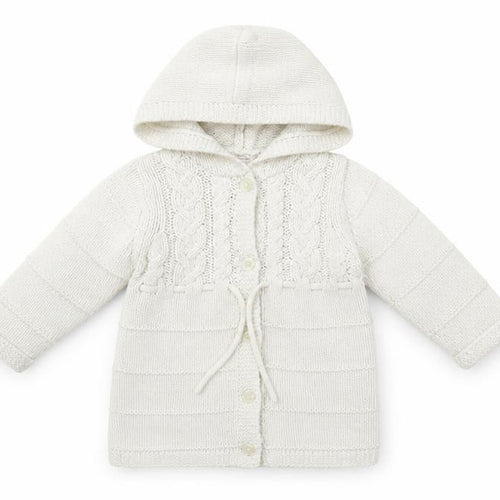 Janie and Jack Girls White Round Neck Cotton Cardigan Jumper Size 2 Years Button - Hooded