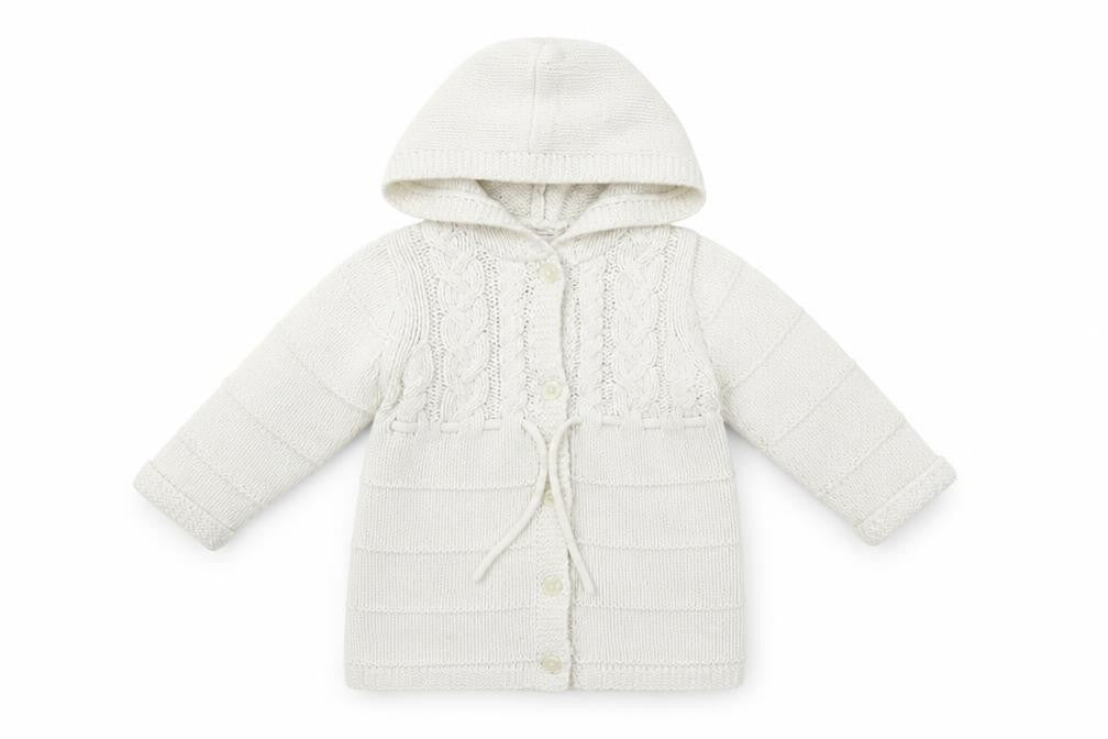 Janie and Jack Girls White Round Neck Cotton Cardigan Jumper Size 2 Years Button - Hooded