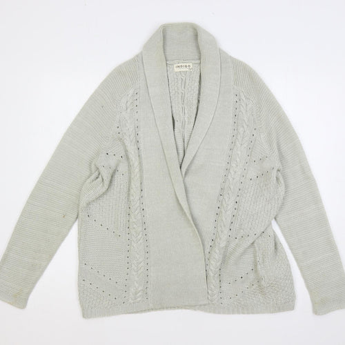 Marks and Spencer Womens Grey Collared Acrylic Cardigan Jumper Size 14 - Open