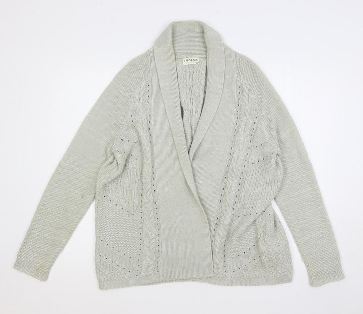 Marks and Spencer Womens Grey Collared Acrylic Cardigan Jumper Size 14 - Open