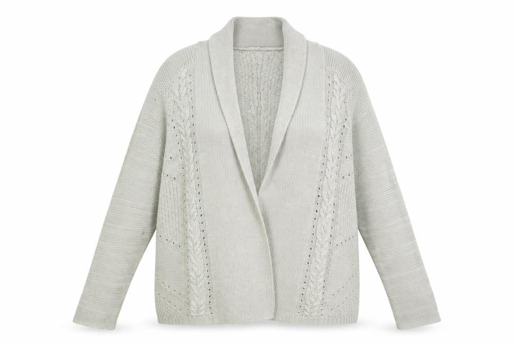 Marks and Spencer Womens Grey Collared Acrylic Cardigan Jumper Size 14 - Open