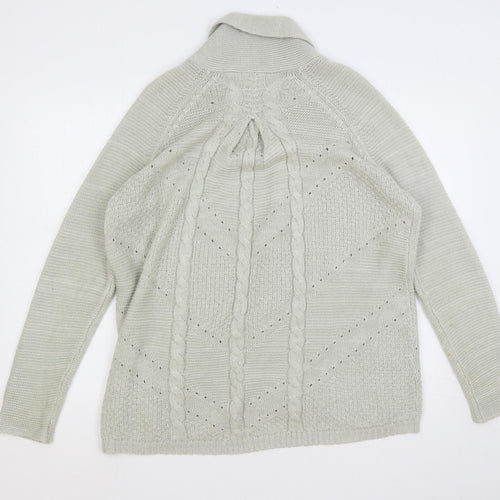 Marks and Spencer Womens Grey Collared Acrylic Cardigan Jumper Size 14 - Open