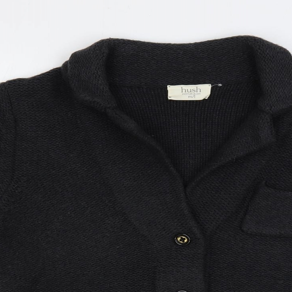 Hush Womens Grey Collared Wool Cardigan Jumper Size M - Size M-L