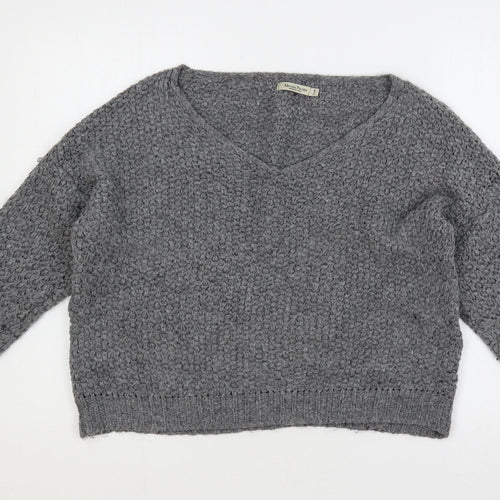 Alessia Pacini Womens Grey Boat Neck Acrylic Pullover Jumper Size S - Size S-M