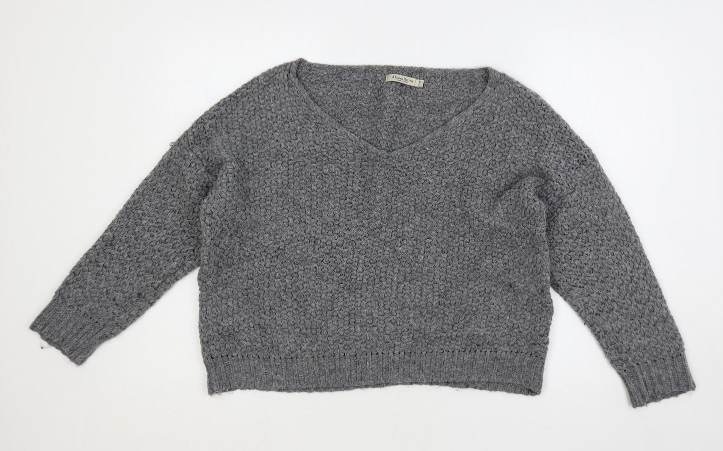 Alessia Pacini Womens Grey Boat Neck Acrylic Pullover Jumper Size S - Size S-M