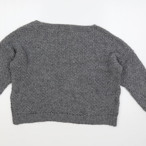 Alessia Pacini Womens Grey Boat Neck Acrylic Pullover Jumper Size S - Size S-M