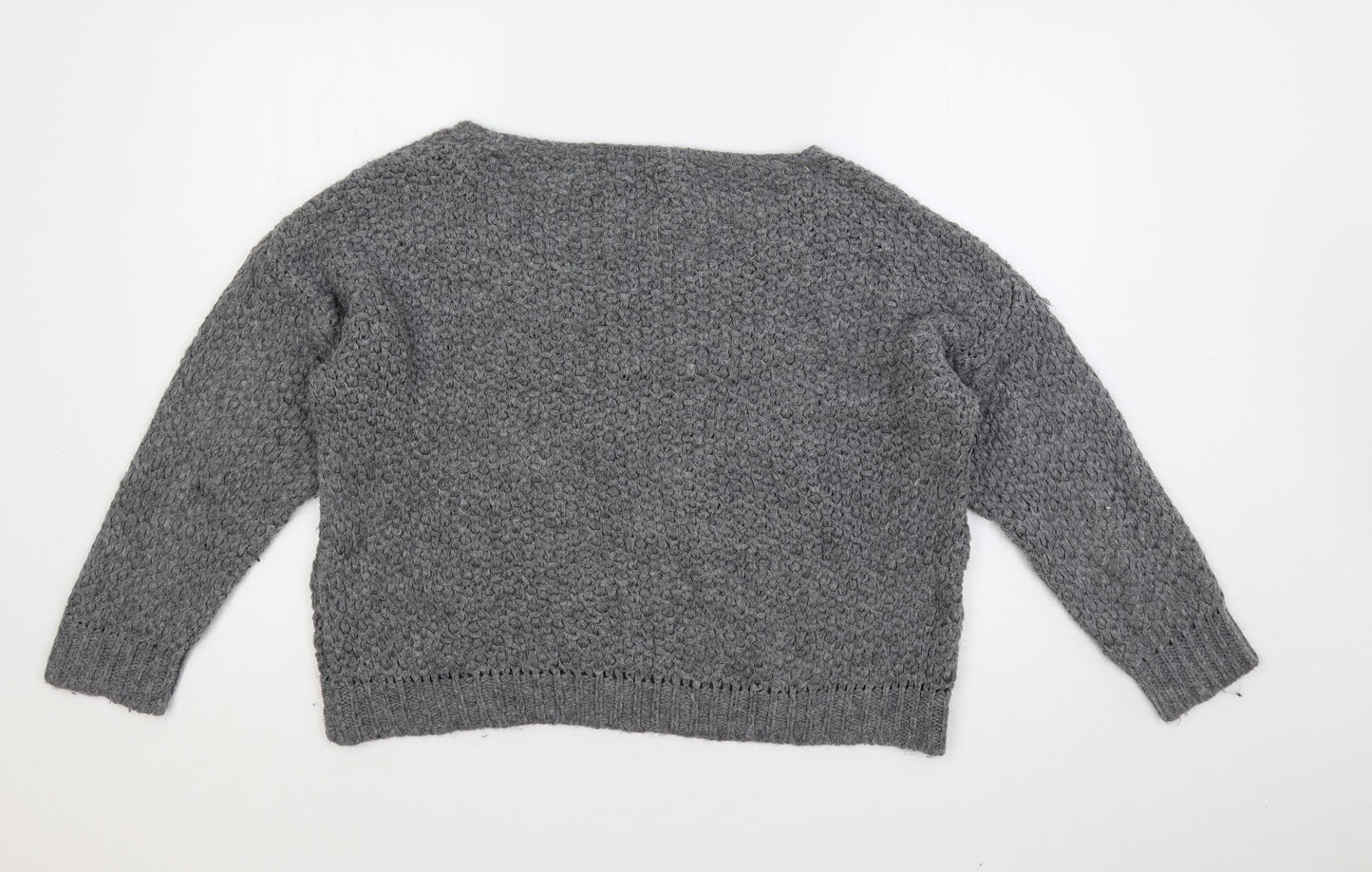 Alessia Pacini Womens Grey Boat Neck Acrylic Pullover Jumper Size S - Size S-M