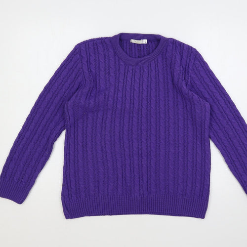 Vida Vi Womens Purple Crew Neck Acrylic Pullover Jumper Size M - Size M-L